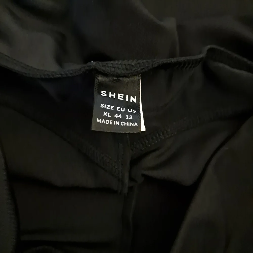 SHEIN Black Leggings Pleather Trim Women's Size XL